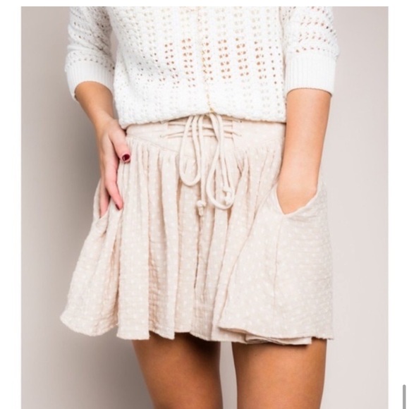 SOLD-Free People Meet Your Match Mini Shorts Skort Beige - Picture 2 of 8